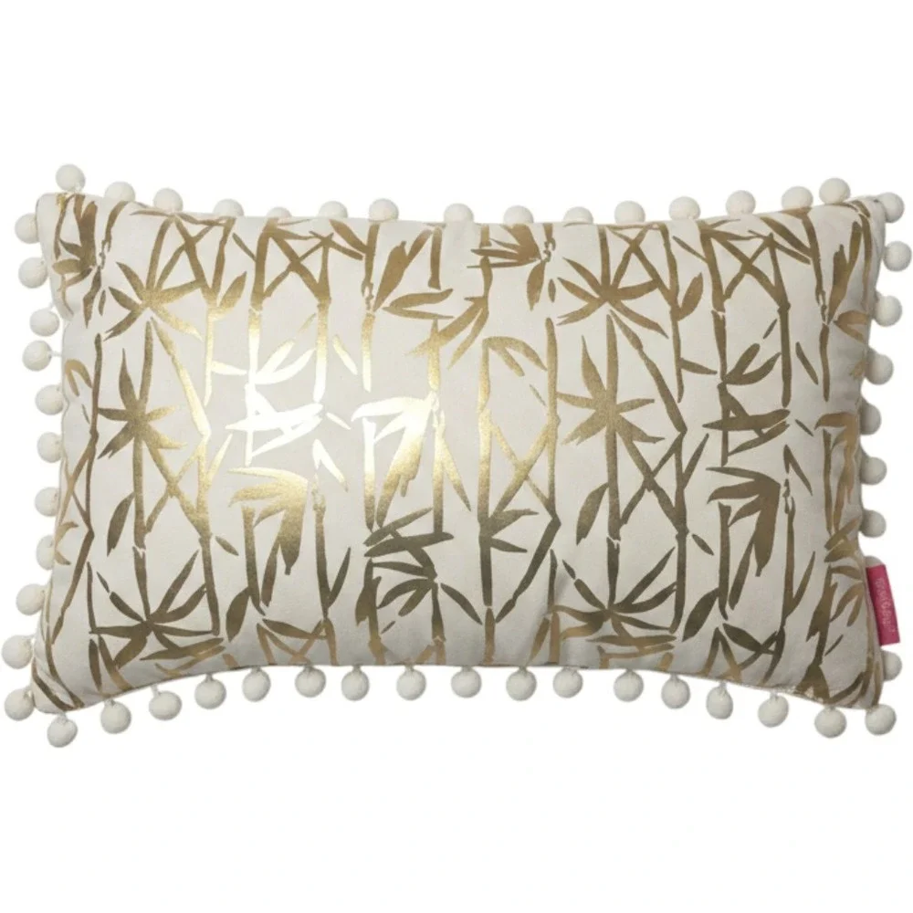 Lilly Pulitzer Bamboo Floral Lumbar Pillow OS Multi Gold Cotton Coastal Preppy